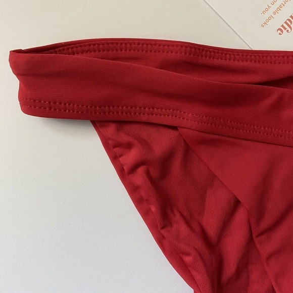 Andie Swim The Banded Cheeky Bikini Bottom Stretch Cherry Red Size S Small NWT - Picture 4 of 9